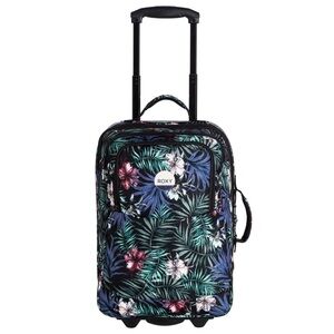 Roxy Floral 20” Carry On Travel Bag in Black, Blue & Pink Hawaiian Style